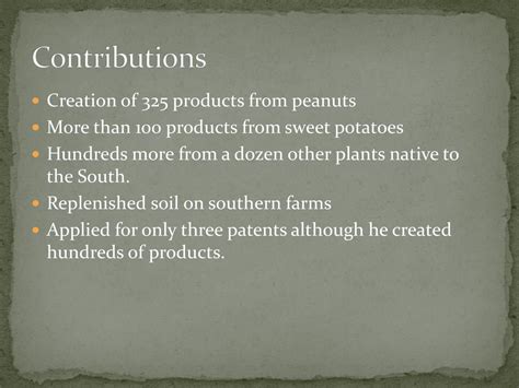 The Significance of Carver's Contributions to Peanut Cultivation and Products